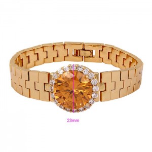 Eleganta un moderna rokassprādze ar 18k zelta pārklājumu, akmens -liels balts cirkons,kas papildināts ar maziem, baltiem cirkoniem garums: 19 cm, cena